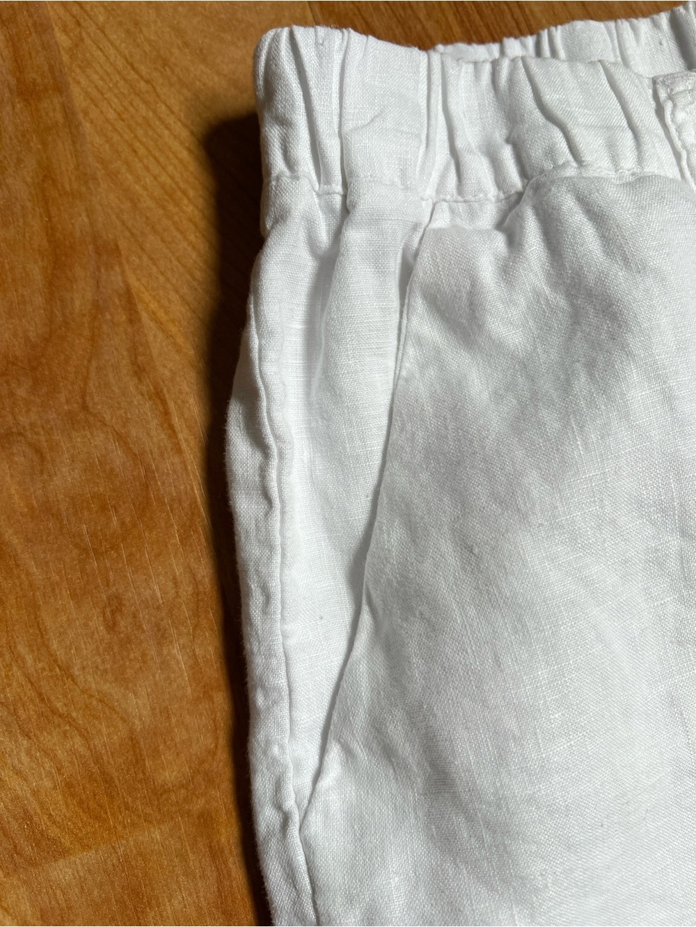 Quince White Elastic-Waist Pull-on Linen Trousers w Belt Loops - Picture 6 of 10